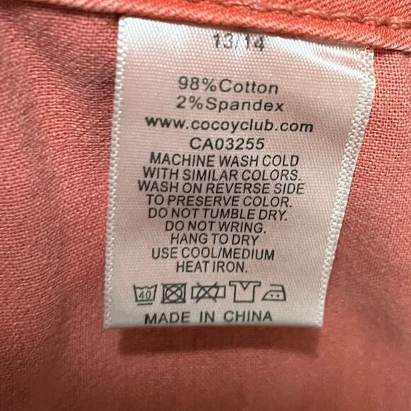 COCO Y CLUB Coral Eyelet Lace‎ Cotton Capri Pants Size 13/14 - Picture 8 of 9